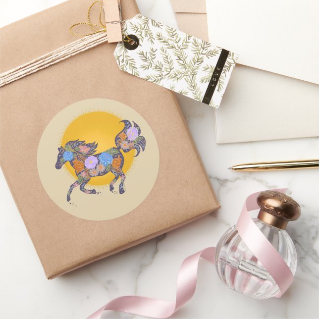 Floral Horse Silhouette_Purple Sticker (Gifting)