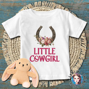 Floral Horseshoe Little Cowgirl Girls Baby T-Shirt