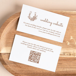 Floral Horseshoe Western Wedding Website QR Code Enclosure Card