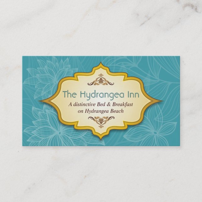 Floral Hospitality Turquoise Business Card (Front)