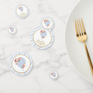 Floral Hot Air Balloon Baby Shower Blue Baby Boy Confetti