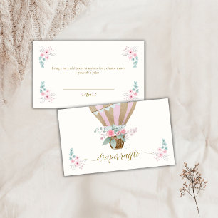 Floral Hot Air Balloon Diaper Raffle Baby Shower Enclosure Card