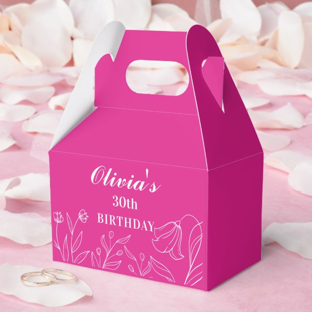 Floral Hot Pink 30th Birthday Elegant  Favour Box (Wedding)