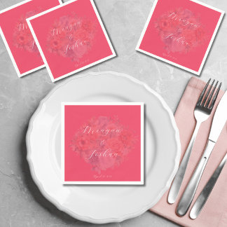 Floral Hot Pink Spring Wedding Napkin