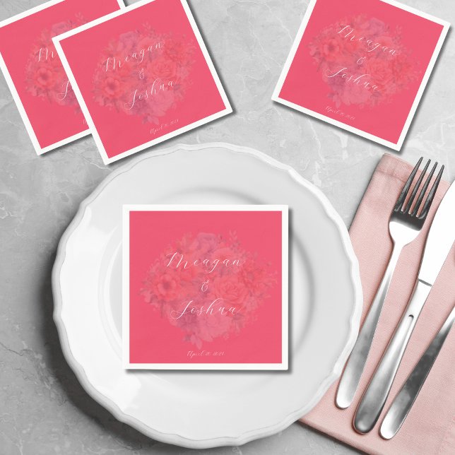 Floral Hot Pink Spring Wedding Napkin (Creator Uploaded)