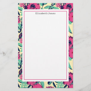 Floral Hot Pink  Stationery
