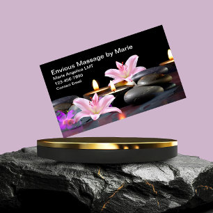 Floral Hot Stone Massage Business Cards