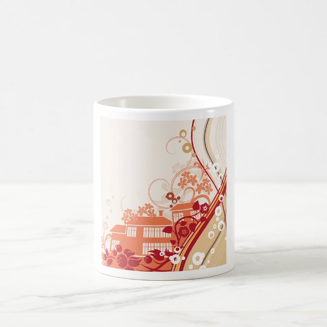 Floral House Illustration Swirl and Nature Pattern Coffee Mug (Creator Uploaded)