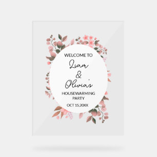 Floral Housewarming Party Entrance Welcome  Acrylic Sign