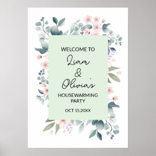 Floral Housewarming Party Entrance Welcome Poster