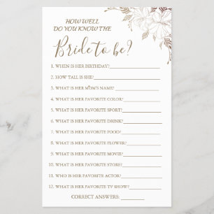 Floral How well do you know bride game card Flyer