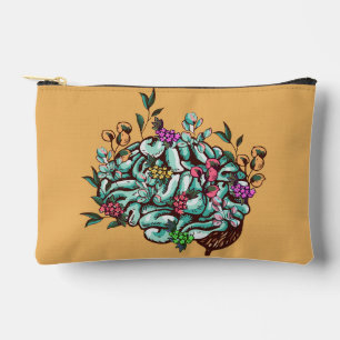 Floral Human Brain Mental Health Awareness Accessory Pouch