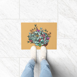 Floral Human Brain Mental Health Awareness Doormat