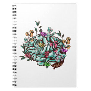 Floral Human Brain Mental Health Awareness Notebook