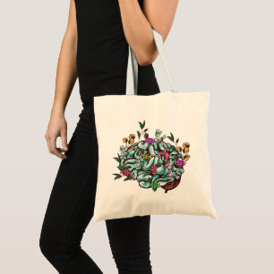 Floral Human Brain Mental Health Awareness Tote Bag