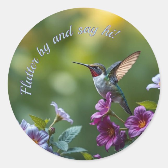 Floral Hummingbird  Classic Round Sticker (Front)