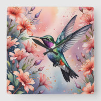 floral hummingbird clock