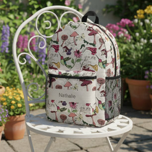 Floral Hummingbird Colourful Nature Printed Backpack