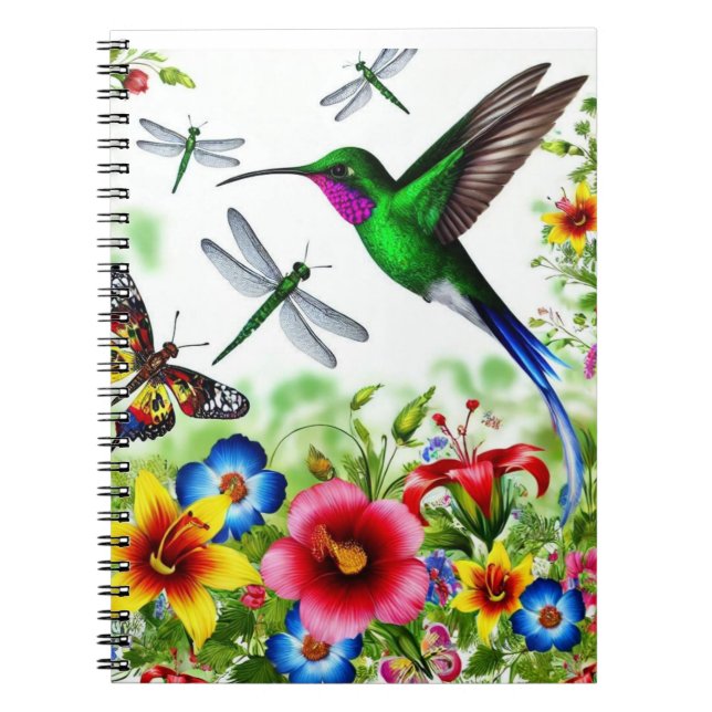 Floral Hummingbird Garden Notebook (Front)
