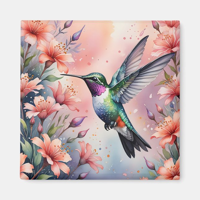 floral hummingbird magnet (Front)