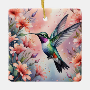floral hummingbird ornament
