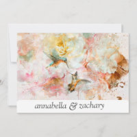 *~* Floral Hummingbird PHOTO QR RSVP AR26 WEDDING