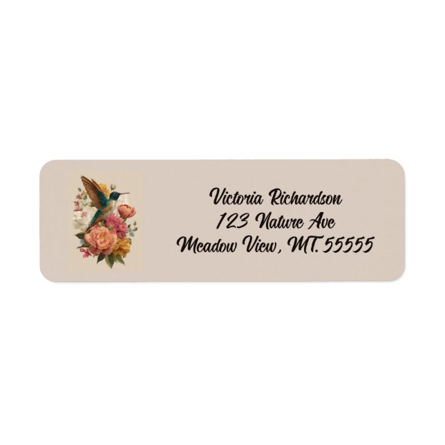 Floral Hummingbird Return Address Label (Front)