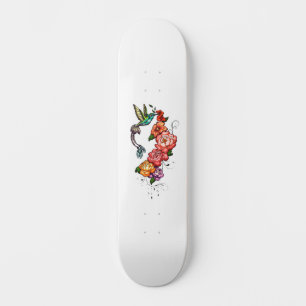 Floral Hummingbird Skateboard