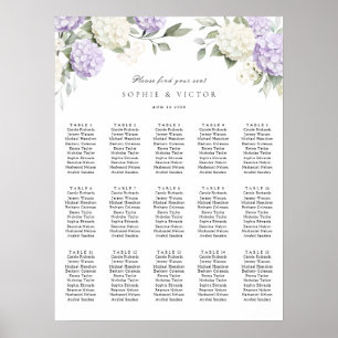 Floral Hydrangea 15 Table Wedding Seating Chart