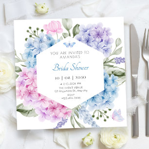 Floral hydrangea bridal shower invitation