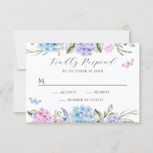 Floral hydrangea butterfly RSVP card