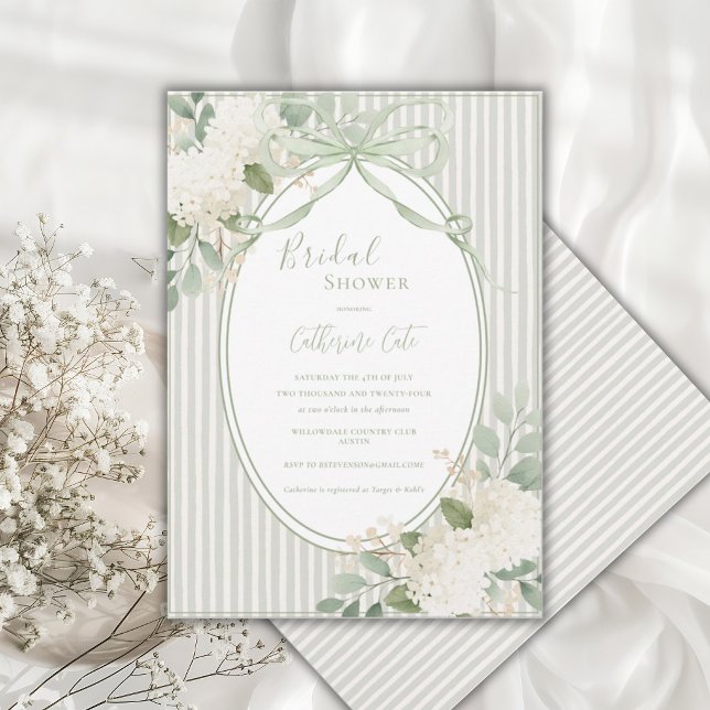 Floral Hydrangeas Sage Green Whimsical Bridal  Invitation (Creator Uploaded)