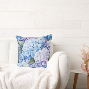 Floral Hydrangeas Throw Pillow