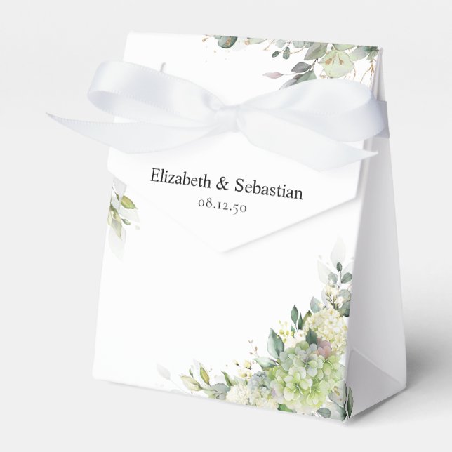 Floral Hydrangeas Wedding Favour Box (Front Side)