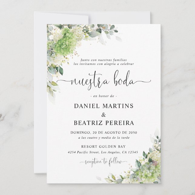 Floral Hydrangeas Wedding Invitation (Front)