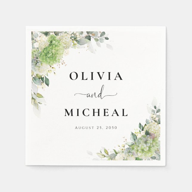 Floral Hydrangeas Wedding Napkin (Front)