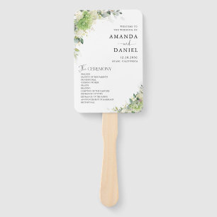 Floral Hydrangeas Wedding Program Hand Fan