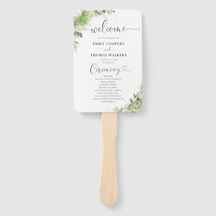 Floral Hydrangeas Wedding Program Hand Fan