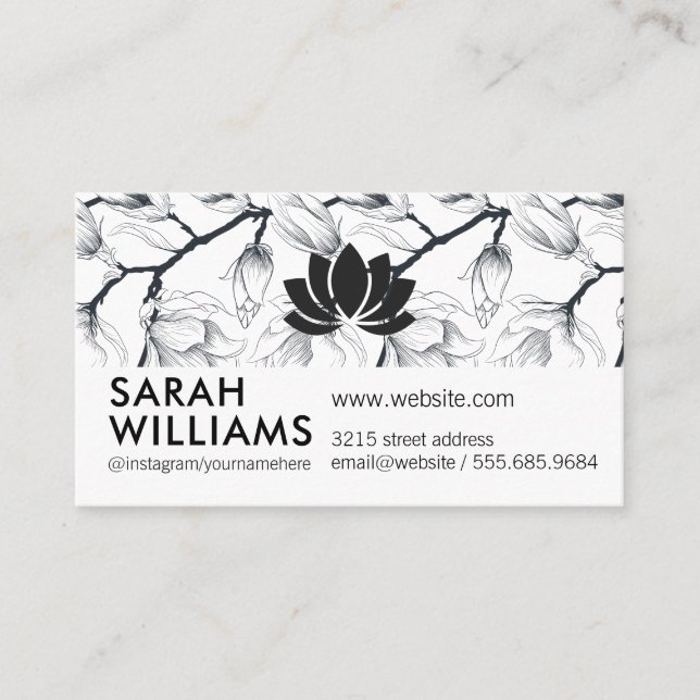 Floral Icon with Natural Flower Branches Business Card (Front)