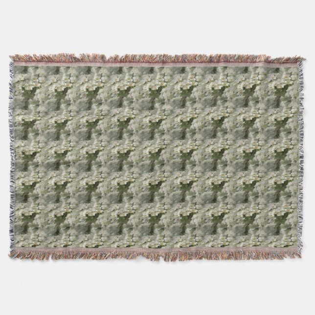 Floral illusion neutral throw blanket (Front)