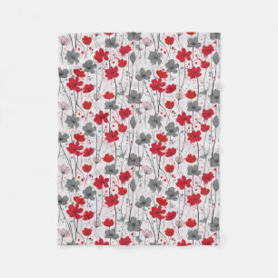 Floral illustration, abstract wildflowers, modern fleece blanket