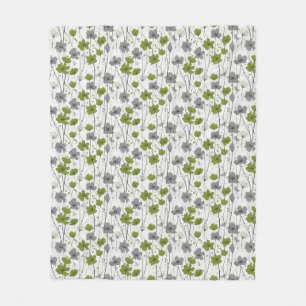 Floral illustration, abstract wildflowers, modern fleece blanket
