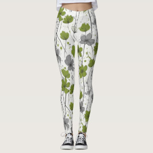 Floral illustration, abstract wildflowers, modern leggings