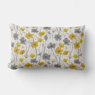 Floral illustration, abstract wildflowers, modern lumbar cushion