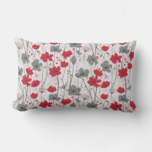 Floral illustration, abstract wildflowers, modern lumbar cushion