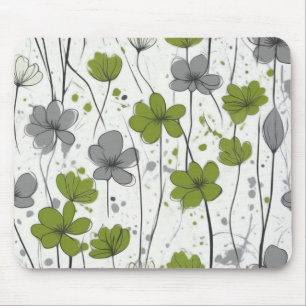 Floral illustration, abstract wildflowers, modern mouse pad