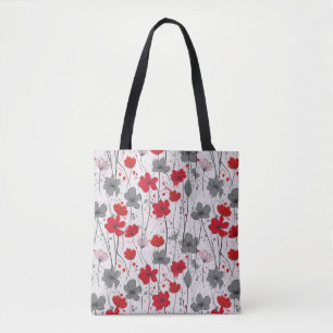 Floral illustration, abstract wildflowers, modern tote bag