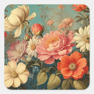 Floral Illustration Square Sticker