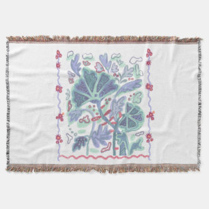 Floral illustration throw blanket