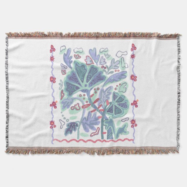 Floral illustration  throw blanket (Front)